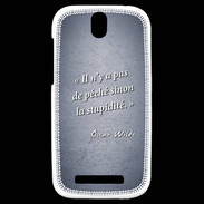 Coque HTC One SV Pêché stupidité Bleu Citation Oscar Wilde