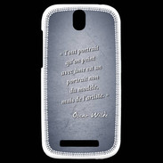 Coque HTC One SV Portrait Ame Bleu Citation Oscar Wilde