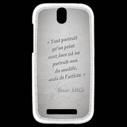 Coque HTC One SV Portrait Ame Gris Citation Oscar Wilde