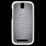 Coque HTC One SV Portrait Ame Noir Citation Oscar Wilde