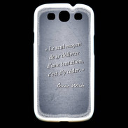 Coque Samsung Galaxy S3 Tentation Bleu Citation Oscar Wilde