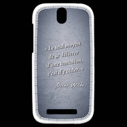 Coque HTC One SV Tentation Bleu Citation Oscar Wilde