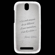 Coque HTC One SV Tentation Gris Citation Oscar Wilde
