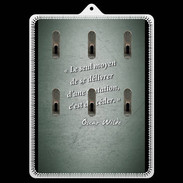 Porte clés Tentation vert Citation Oscar Wilde