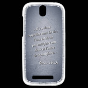 Coque HTC One SV Tragédie Bleu Citation Oscar Wilde