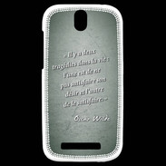 Coque HTC One SV Tragédie Vert Citation Oscar Wilde
