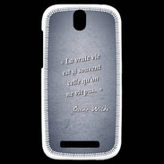 Coque HTC One SV Vrai vie Bleu Citation Oscar Wilde