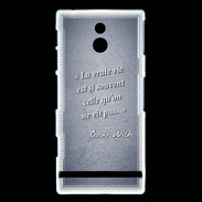 Coque Sony Xperia P Vrai vie Bleu Citation Oscar Wilde