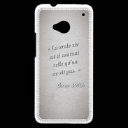 Coque HTC One Vrai vie Gris Citation Oscar Wilde
