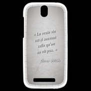 Coque HTC One SV Vrai vie Gris Citation Oscar Wilde