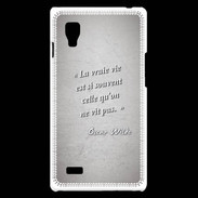 Coque LG Optimus L9 Vrai vie Gris Citation Oscar Wilde