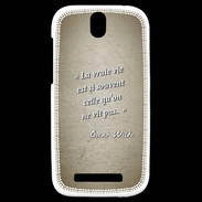 Coque HTC One SV Vrai vie Sepia Citation Oscar Wilde