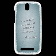 Coque HTC One SV Vrai vie Turquoise Citation Oscar Wilde