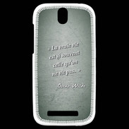 Coque HTC One SV Vrai vie Vert Citation Oscar Wilde