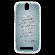 Coque HTC One SV Enfants parents Turquoise Citation Oscar Wilde