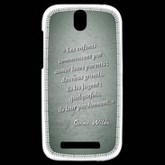 Coque HTC One SV Enfants parents Vert Citation Oscar Wilde