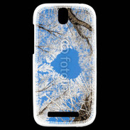 Coque HTC One SV arbres enneigés coeur