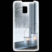 Coque LG P990 paysage hiver deux lanternes