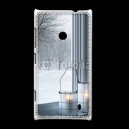 Coque Nokia Lumia 520 paysage hiver deux lanternes
