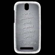 Coque HTC One SV Conscience Noir Citation Oscar Wilde