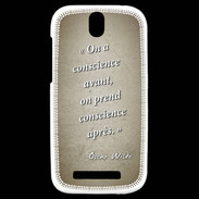 Coque HTC One SV Conscience Sepia Citation Oscar Wilde