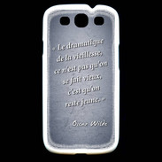 Coque Samsung Galaxy S3 Dramatique vieillesse Bleu Citation Oscar Wilde