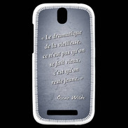 Coque HTC One SV Dramatique vieillesse Bleu Citation Oscar Wilde