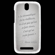 Coque HTC One SV Dramatique vieillesse Gris Citation Oscar Wilde
