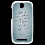 Coque HTC One SV Dramatique vieillesse Turquoise Citation Oscar Wilde