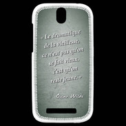 Coque HTC One SV Dramatique vieillesse Vert Citation Oscar Wilde