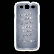 Coque Samsung Galaxy S3 Fous sages Bleu Citation Oscar Wilde