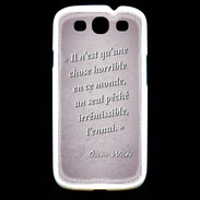 Coque Samsung Galaxy S3 Horrible ennui Rose Citation Oscar Wilde