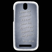 Coque HTC One SV Maison coeur Bleu Citation Oscar Wilde
