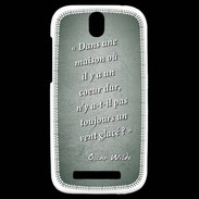 Coque HTC One SV Maison coeur Vert Citation Oscar Wilde