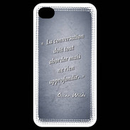 Coque iPhone 4 / iPhone 4S La conversation Bleu Citation Oscar Wilde