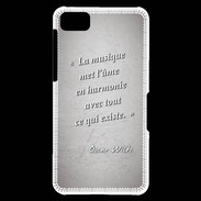 Coque Blackberry Z10 La musique Gris Citation Oscar Wilde
