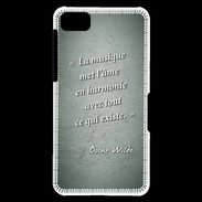 Coque Blackberry Z10 La musique Vert Citation Oscar Wilde