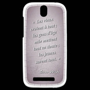 Coque HTC One SV Les vieux Rose Citation Oscar Wilde