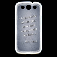 Coque Samsung Galaxy S3 Pessimiste Bleu Citation Oscar Wilde