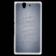 Coque Sony Xperia Z Pessimiste Bleu Citation Oscar Wilde