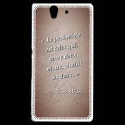 Coque Sony Xperia Z Pessimiste Rouge Citation Oscar Wilde