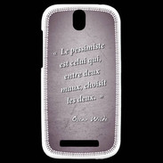 Coque HTC One SV Pessimiste Violet Citation Oscar Wilde