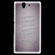 Coque Sony Xperia Z Pessimiste Violet Citation Oscar Wilde
