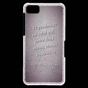 Coque Blackberry Z10 Pessimiste Violet Citation Oscar Wilde
