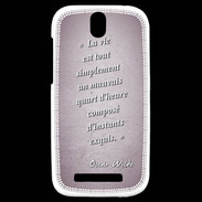 Coque HTC One SV Quart d'heure Rose Citation Oscar Wilde