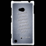 Coque Nokia Lumia 720 Sincérité fatale Bleu Citation Oscar Wilde