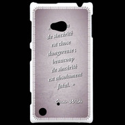 Coque Nokia Lumia 720 Sincérité fatale Rose Citation Oscar Wilde