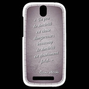 Coque HTC One SV Sincérité fatale Violet Citation Oscar Wilde