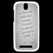 Coque HTC One SV Ame nait Gris Citation Oscar Wilde