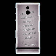 Coque Sony Xperia P Ame nait Violet Citation Oscar Wilde